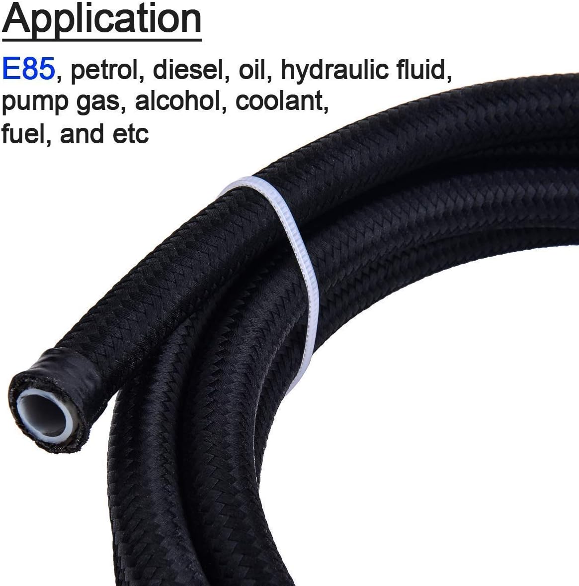 EVIL ENERGY Inline 30 Micron Fuel Filter Black&Silver Bundle with 10FT 8AN Nylon Braided PTFE Fuel Line