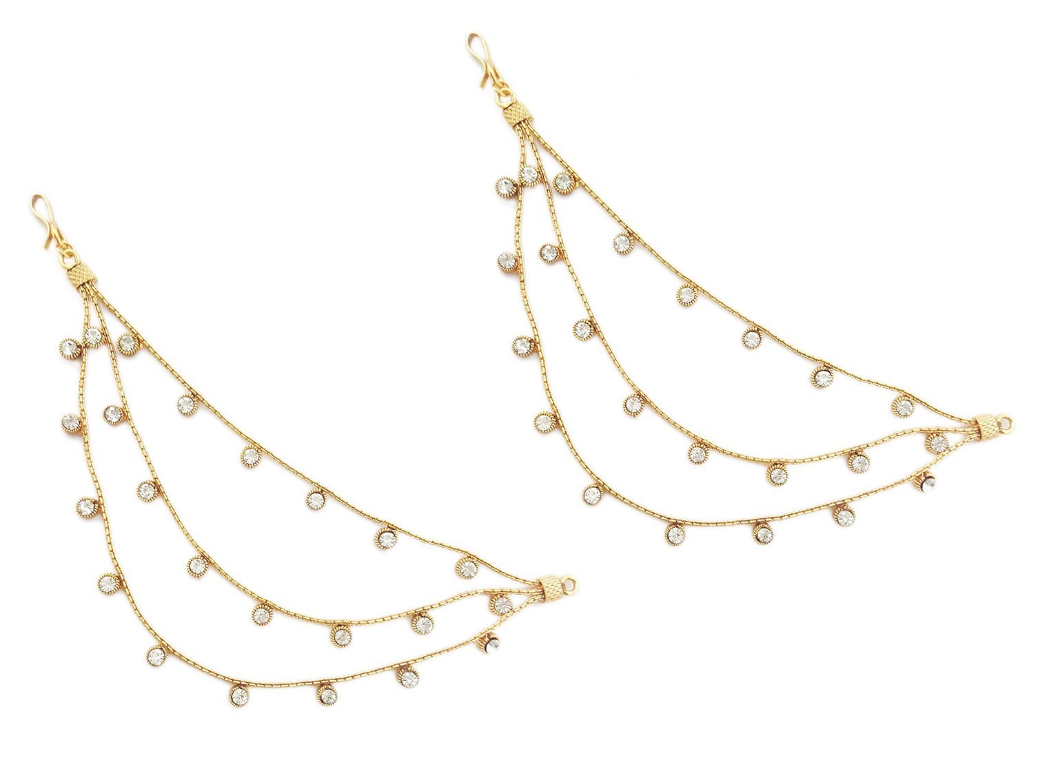 Mehrunnisa Metal and Crystal Ear Chain for Women & Girls, Golden (B01GL7HQOI) Amazon Price History, Amazon Price Tracker