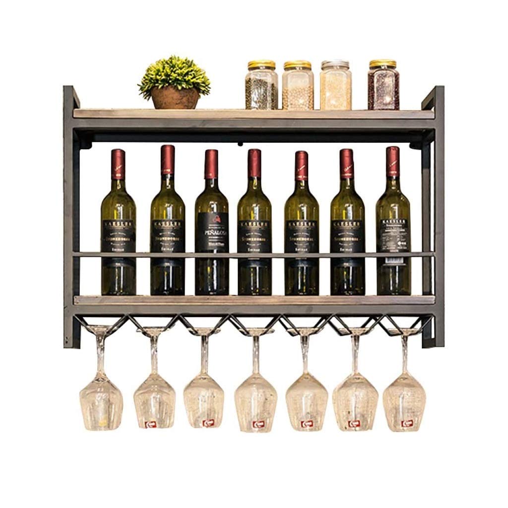 Porte-bouteille de vin mural en bois rustique et fer forgé haut de gamme