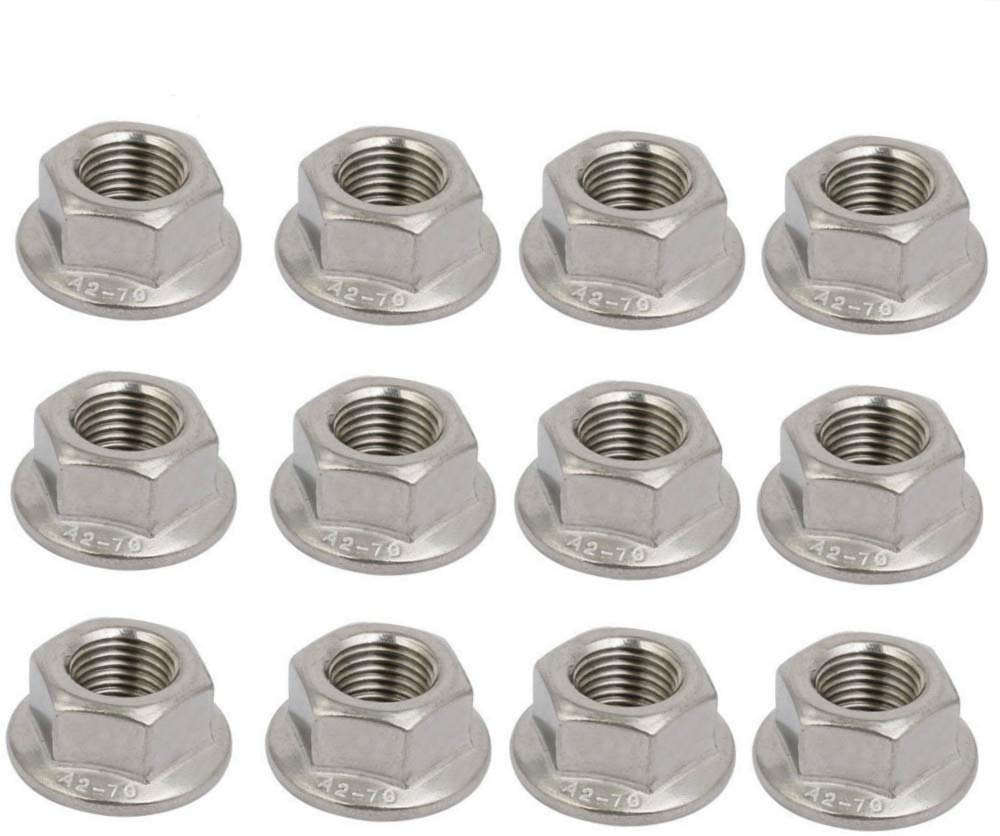 12 M8x 1.0mm Pitch Metric fine Pitch Orthodontic 304 Stainless Steel Hexagonal Flange Nuts