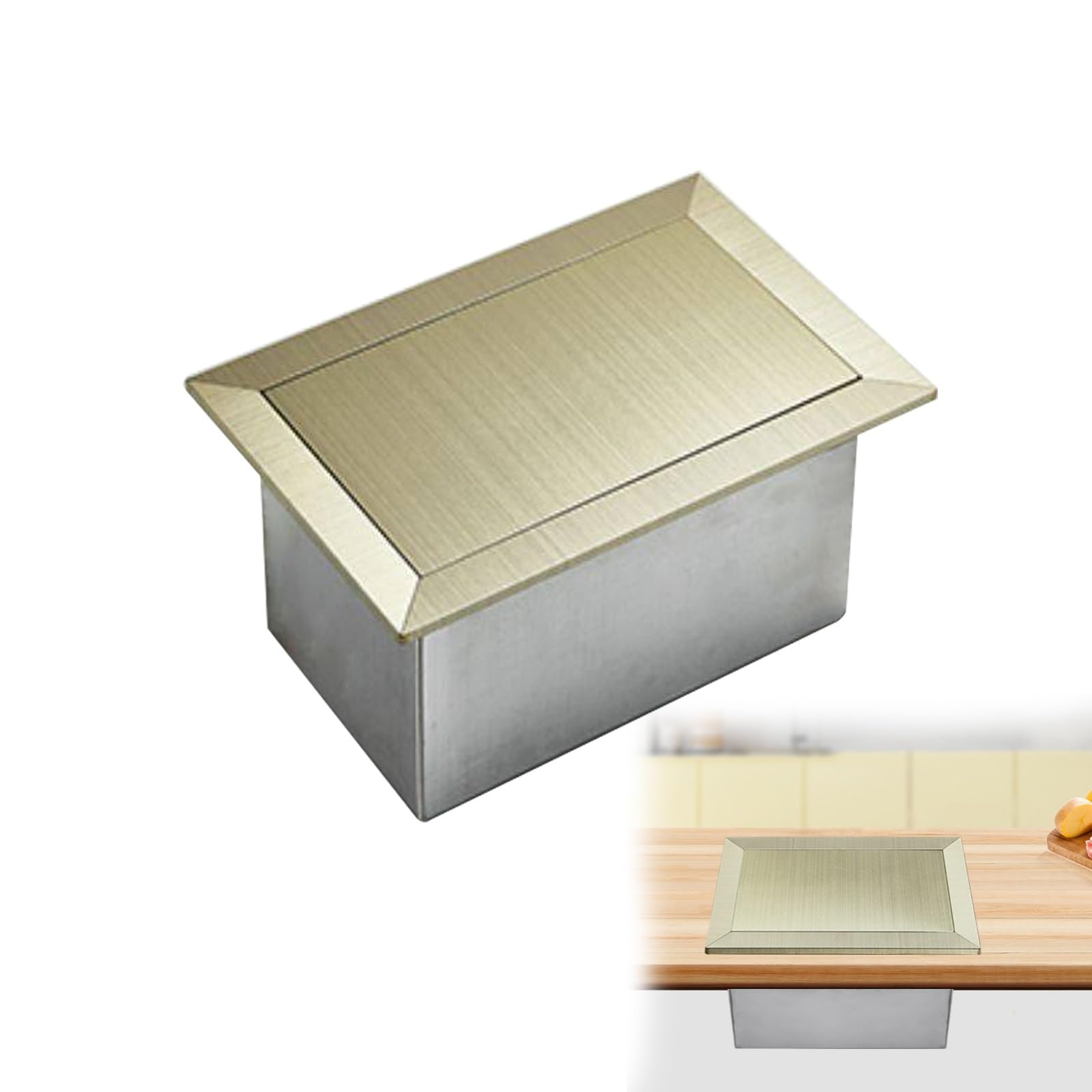 Asdchzen Yellow Square Stainless Steel Trash Chute Lid Builtin Garbage Can Flap Cover Swing Lid For Kitchen Office Restaurant Home & Hoteldurable Design,