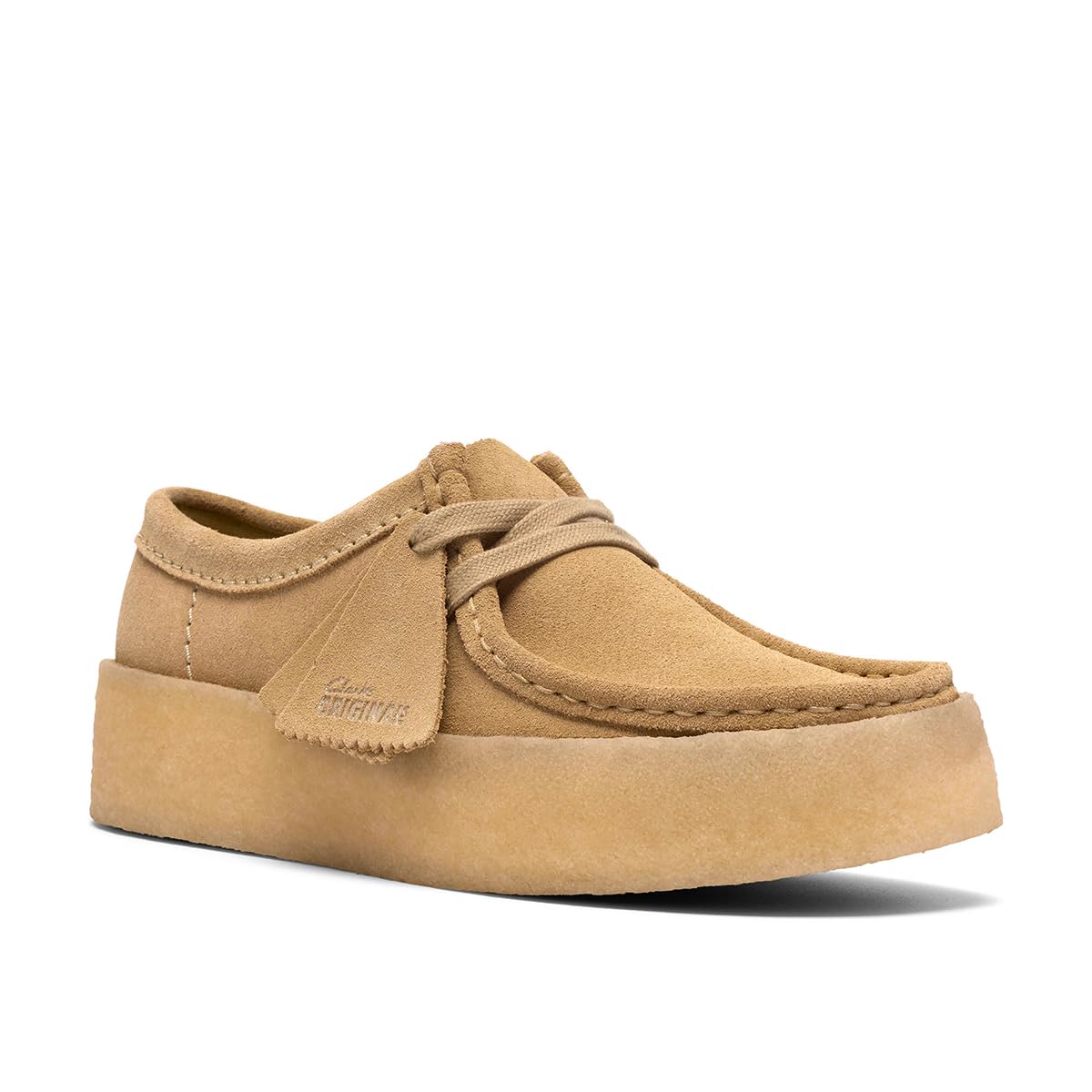 Clarks Damen - Schnürschuhe Wallabee Cup in beige Rauleder