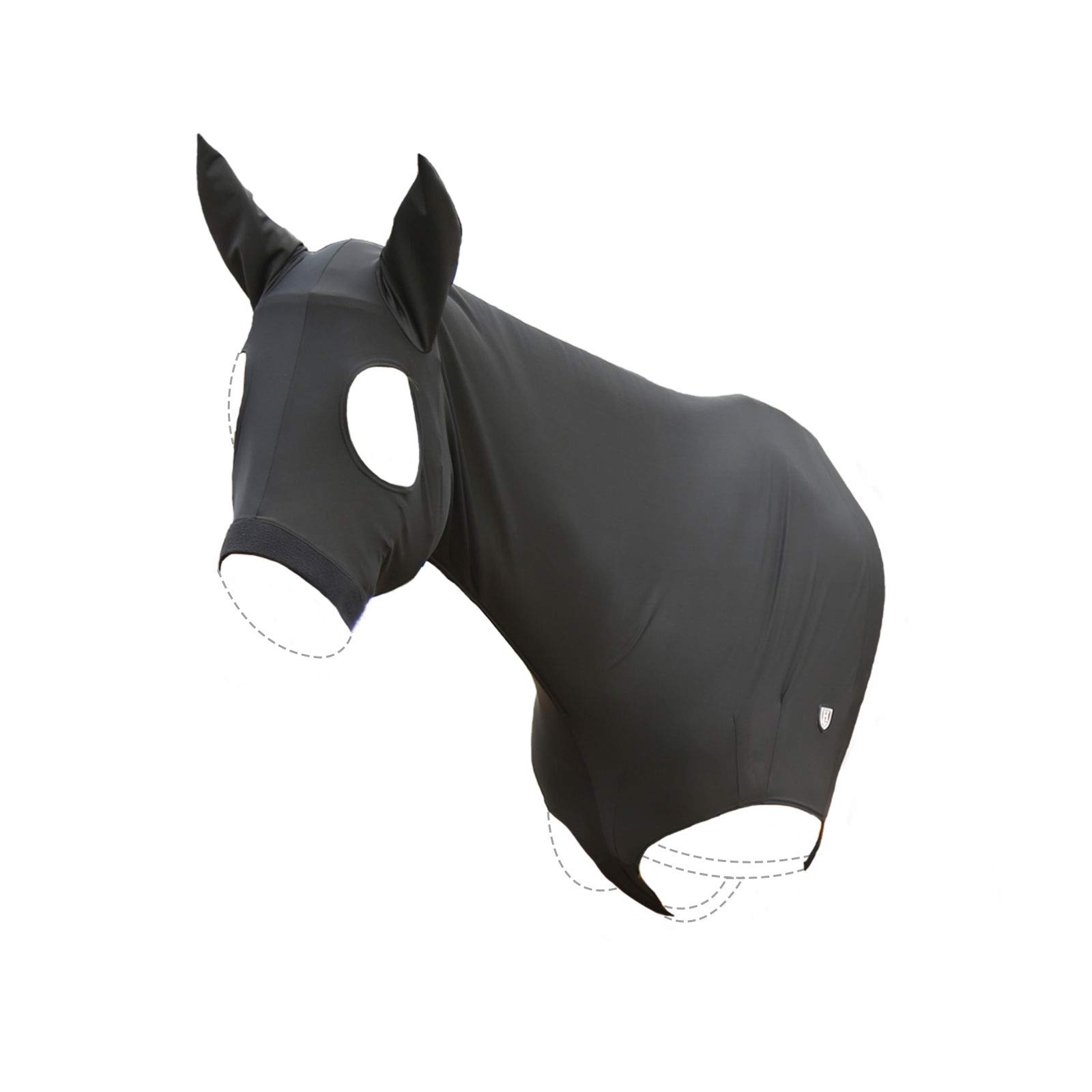 Harrison Howard Capucha elástica para caballo con cremallera, color negro, talla M