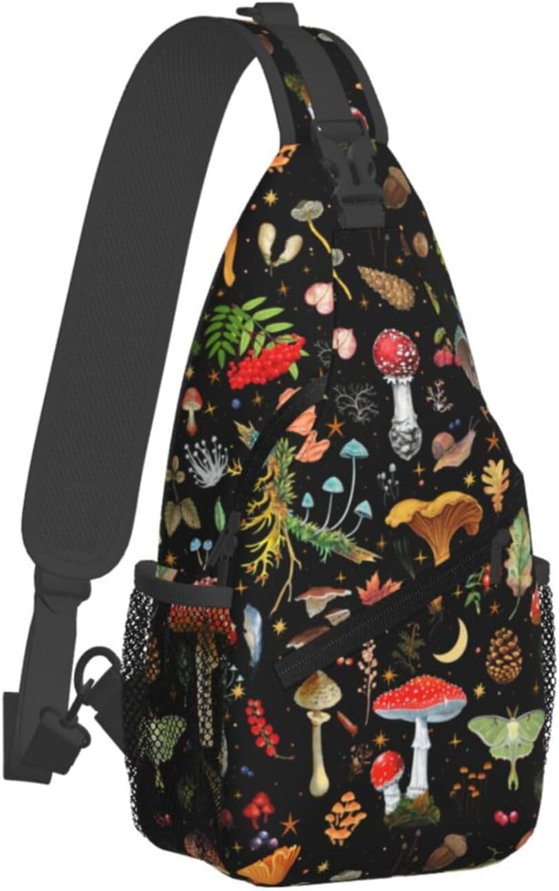 Mushroom Gifts Mushroom Sling Bag Crossbody Backpack for Women Men Travel Hiking Daypack Chest Shoulder
