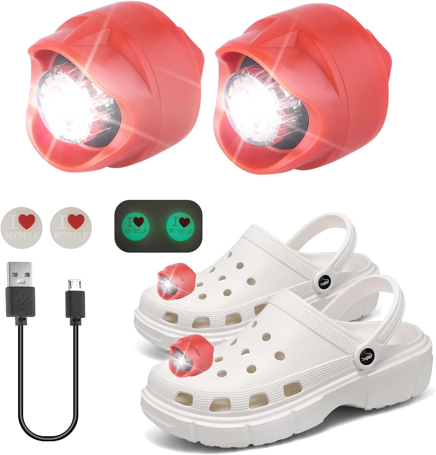 CORESLUX Lights for Crocs, 2 Pcs Headlights for Croc Shoes, Rechargeable Croc