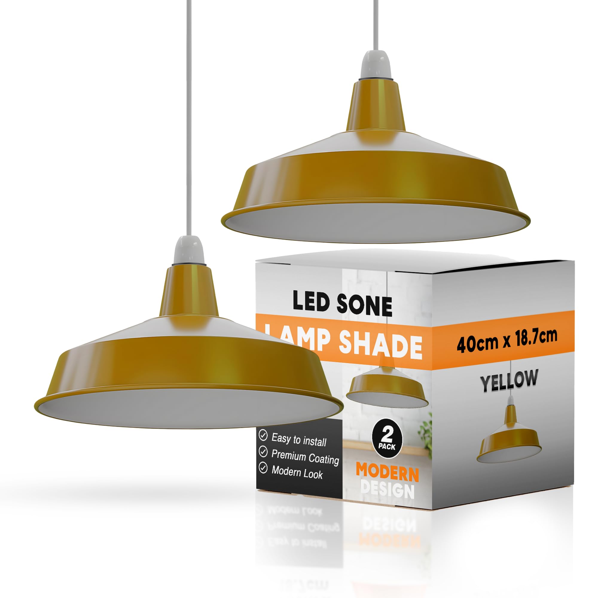 LEDSONE Yellow Lamp Shades Ceiling, Modern 40cm Light Shade, Lampshades for Ceiling Lights, Table Lamps Floor Lamps, Pendant Shade Living Rooms, Kitchen, Bedroom — image 1