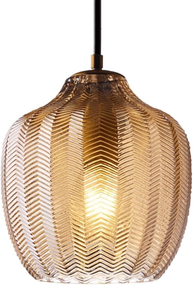 Lustre à tête unique vis E27 suspension industrielle abat-jour verre café