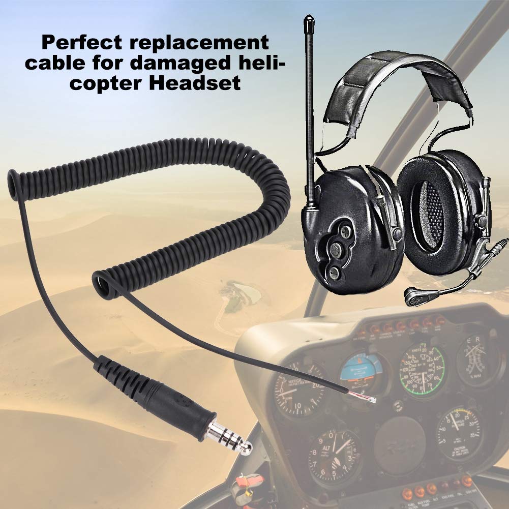 Cable de Repuesto DIY, Cable para Auriculares de Helicóptero Nexus U174 Adaptador de Resorte U 174 U Conector Militar