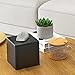 Y-in Hand Tissue Box Cover, Square Facial Tissue Holder Storage for Bathroom Vanity, Countertops, Dressers, Night Stand, Parlors and Offices - Black