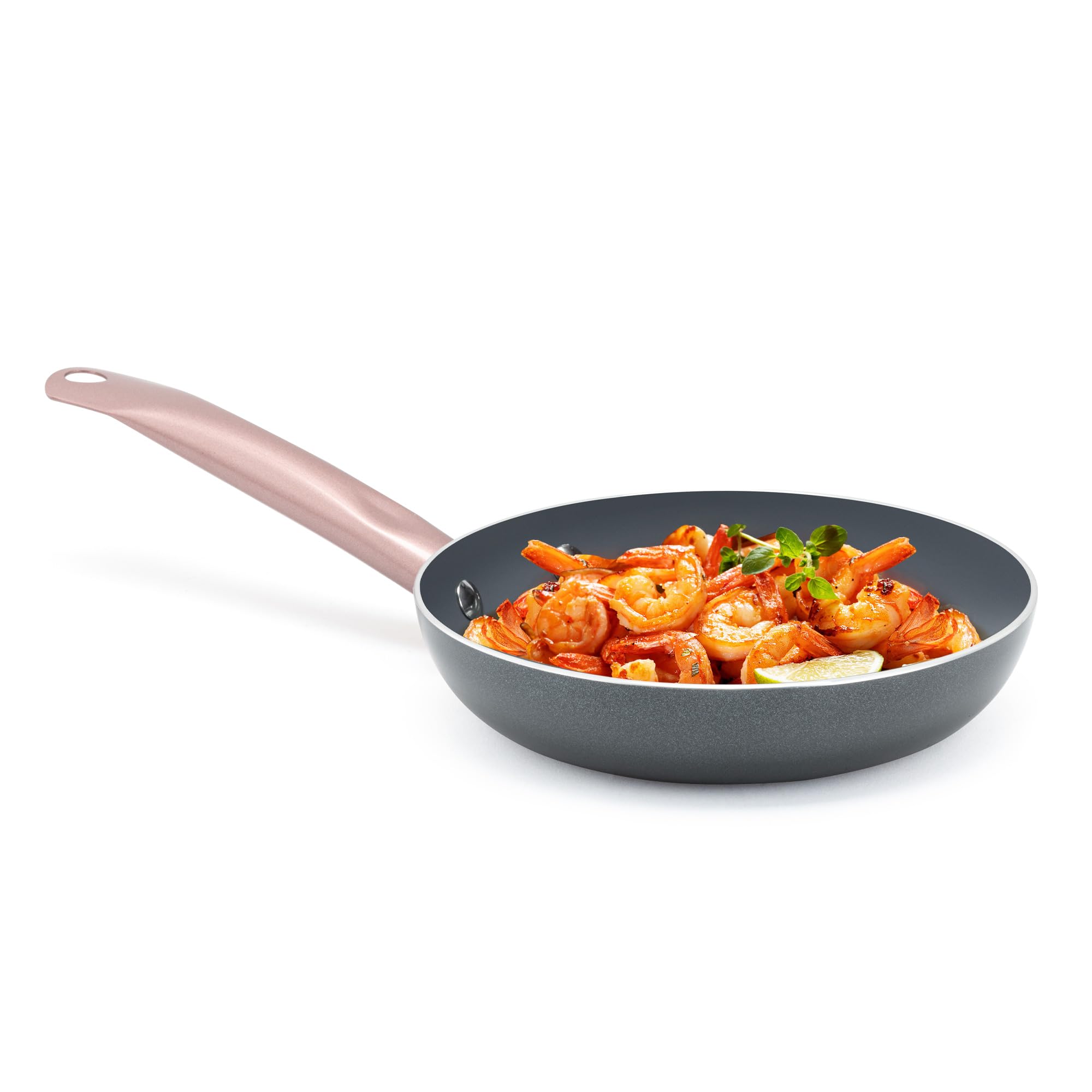 Holstein Housewares 8-IN Ceramic Non-Stick Fry Pan Stainless Steel Golden Handle Even Heating PFAS and PFOA-Free Sear Fry