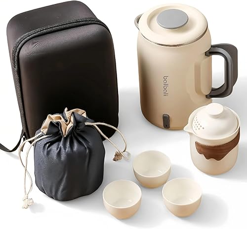 Miniatura 10 de balbali Hervidor eléctrico pequeño de 20 onzas para hervir agua - Mini hervidor eléctrico/calentador de mango plegable para té - Hervidor portátil