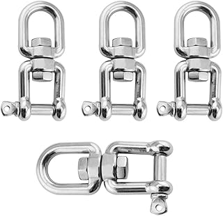 Abimars Swivel Ring Snap Rolling Shackle Device - Marine Grade Stainless Steel 316 Anchor Swivel Eye and Jaw - M4-4 Pcs