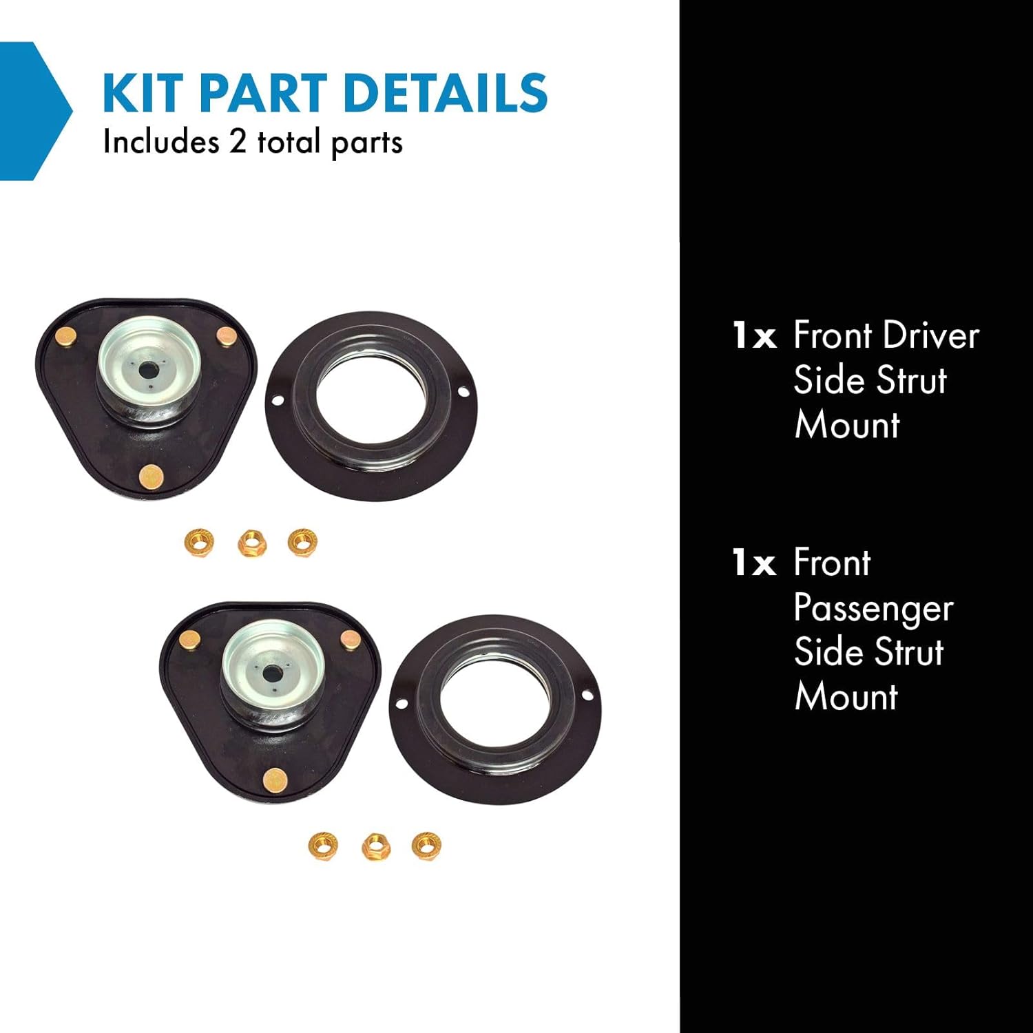 TRQ Front Strut Mount Set Compatible with 2006-2012 Toyota RAV4