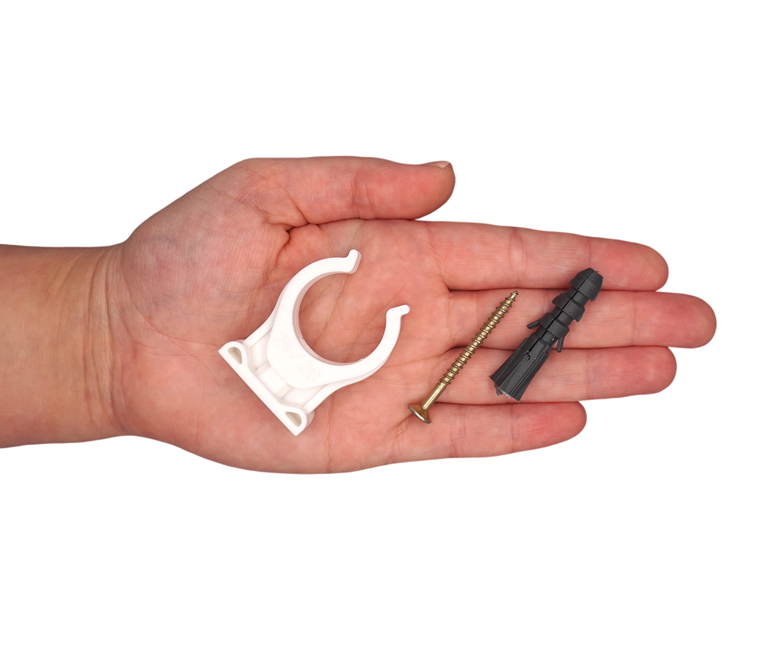 10 Clip Per Tubi Doppi 12mm SKIR'CO | Morsetti Plastica Bianchi Con Viti - Foto 2