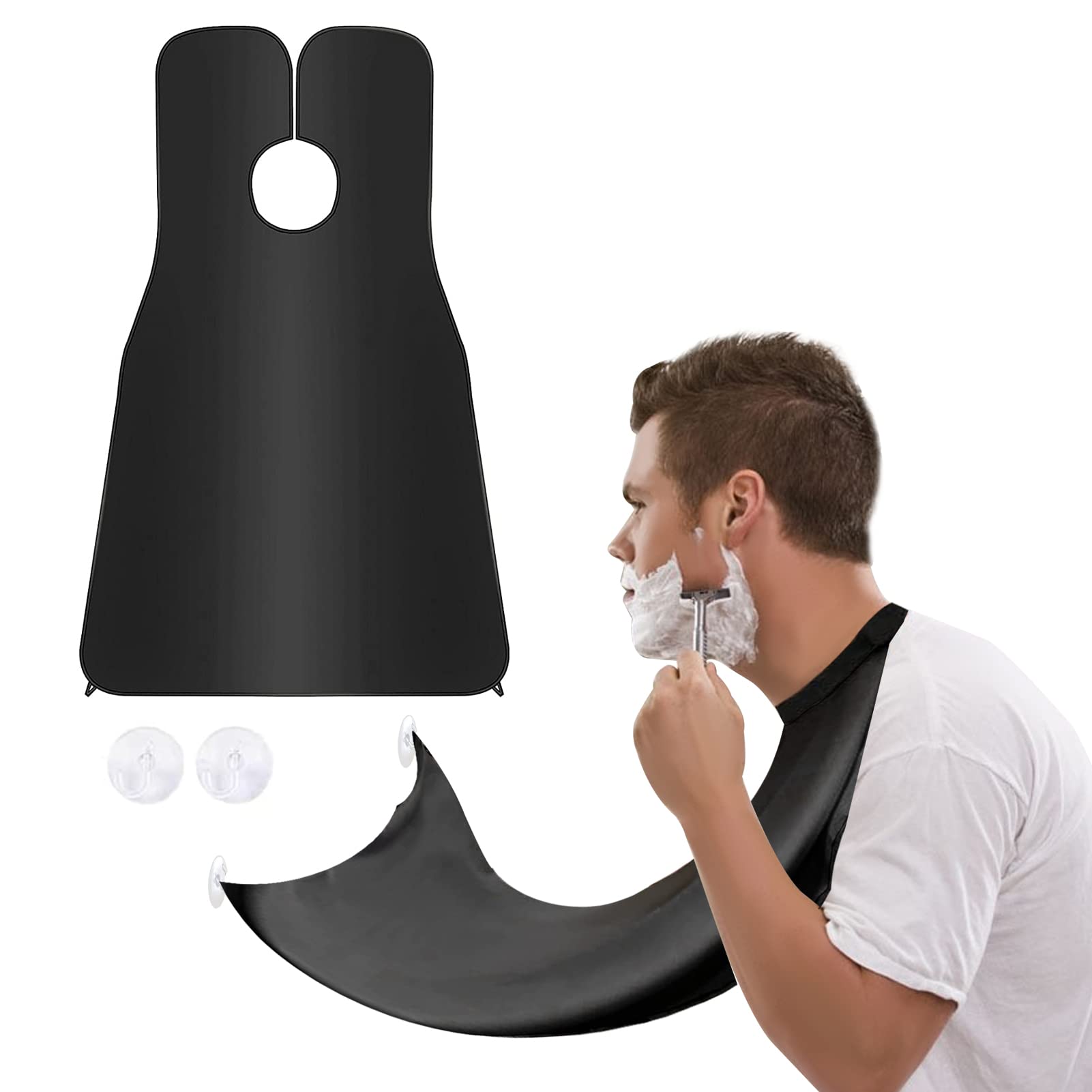 DAYONG Beard Bib Apron,Beard Apron for Men Shaving and Trimming,Beard Shaving Cloth for Shaving with Suction Cups(Black)