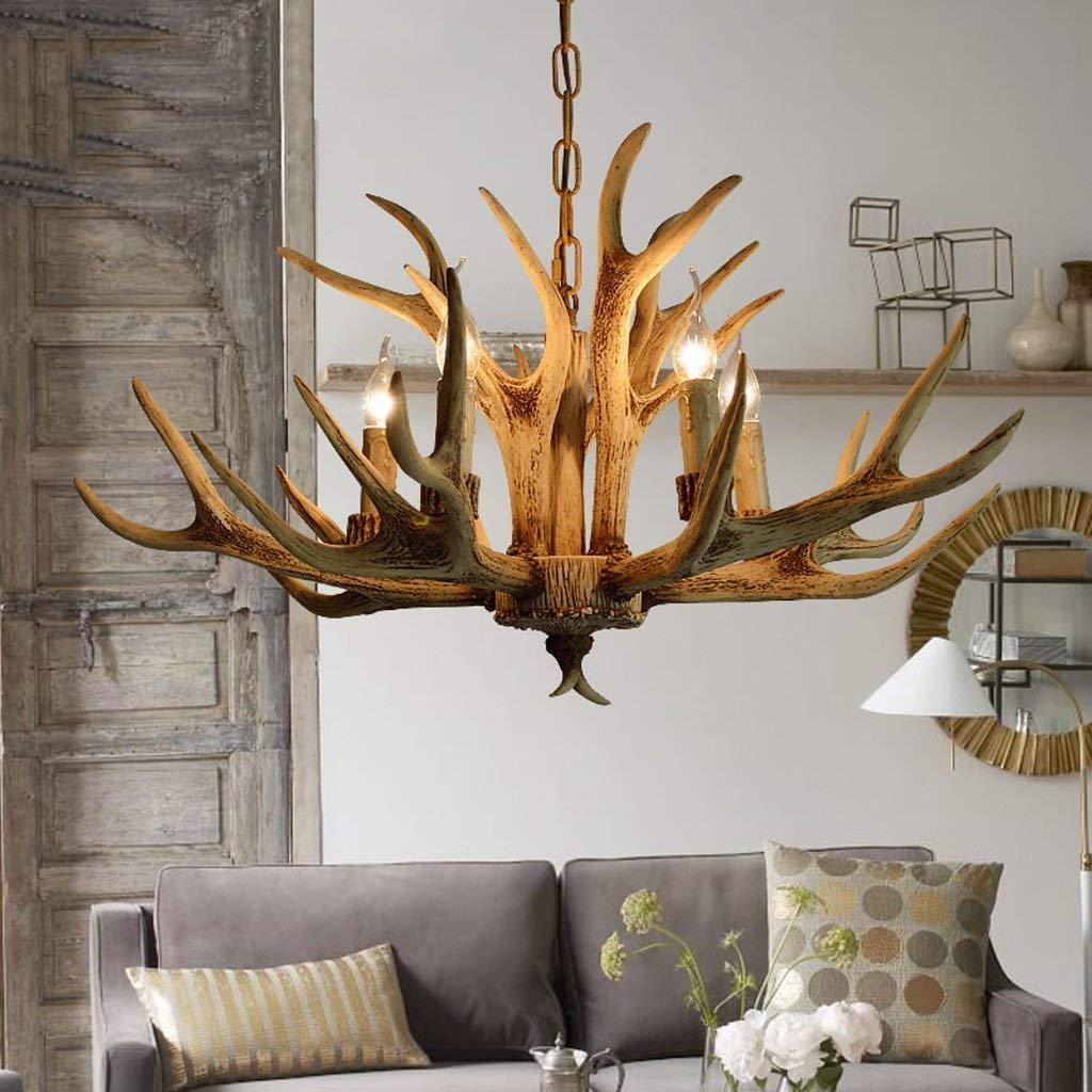SYAXVOM Antler Chandeliers Nordic American Country Minimalist Chandelier Vintage Bedroom Living Room European-Style Restaurant