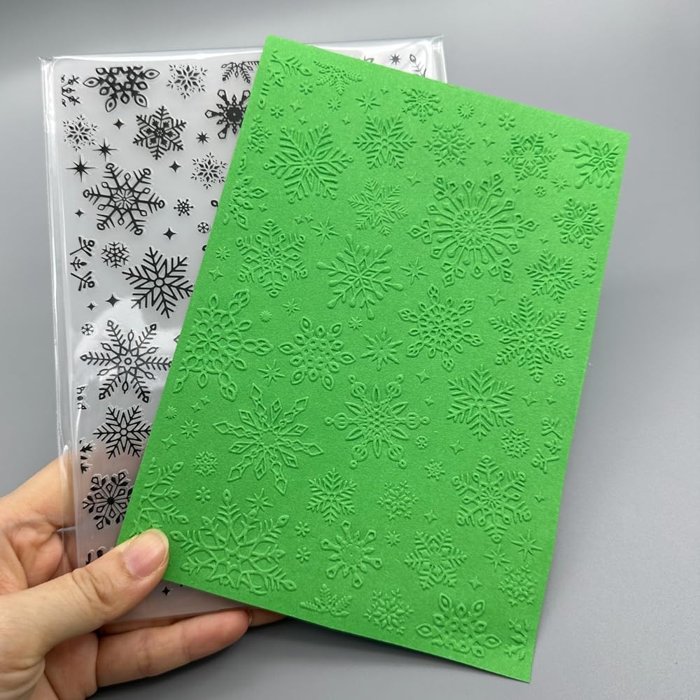 6 Pcs 5x7 inch Embossing Folders Christmas Tree, Brick wall, Snowflakes for Card Making Embossing Stencil Template DIY Plastic Paper Card Decorating Mold for Scrapbook Photo Album DIY Craft