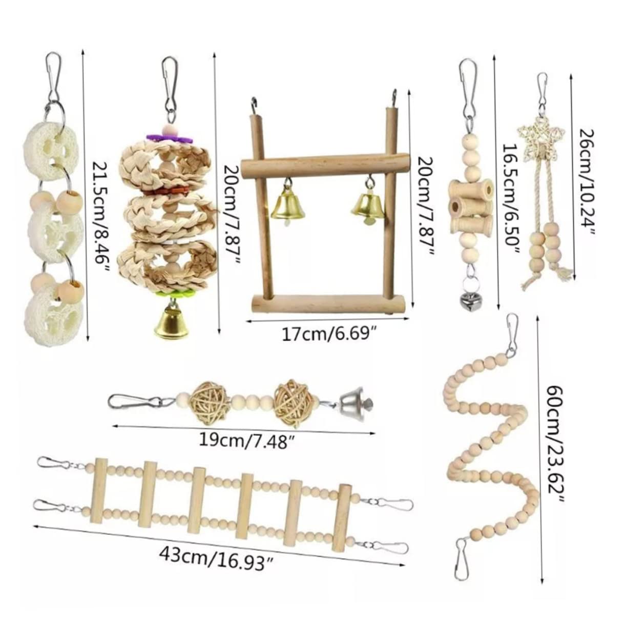 Yardwe 2juegos Juguete para Aves Escalera De Madera para Periquitos para Masticar y Entrenamiento para Ejercicio y Desarrollo De Habilidades