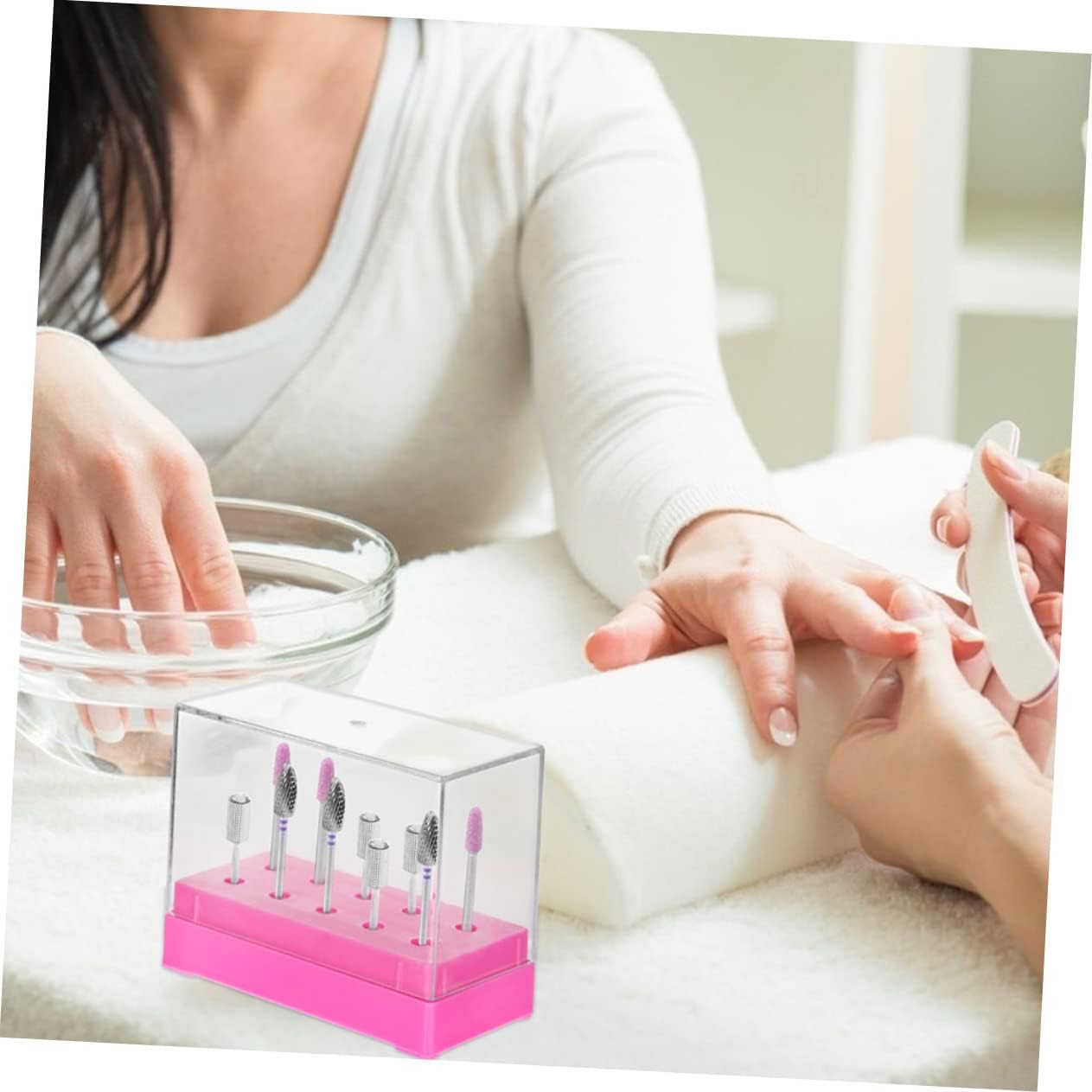 Nail Drill Bit Organizer Plastic Display Box for Manicure Practice