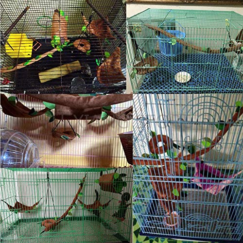 Hamster hangmat kleine dieren jungle hangend warm bed huis kooi nest accessoires bospatroon kooi speelgoed blad hangen tunnel en schommel voor Sugar Glider eekhoorntjes hamster spelen (5 stuks) - Image 8