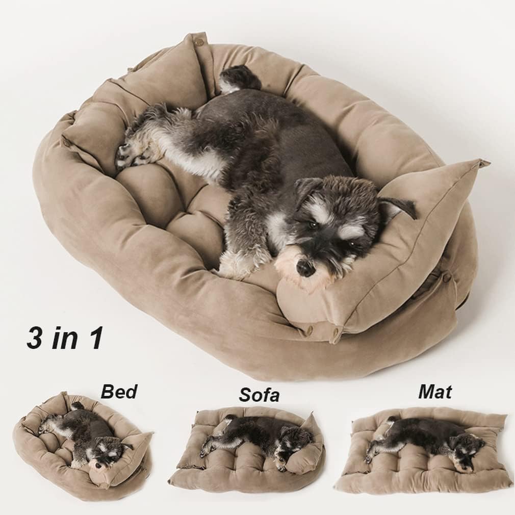 review Pet Couch Bed Dog Sofas Chairs Cat Dog Bed for Large Medium Small Dog Cushion Purple Folding Dog Kennel Pad Mat Cat Litter Basket 3 In 1 (S,Navy)