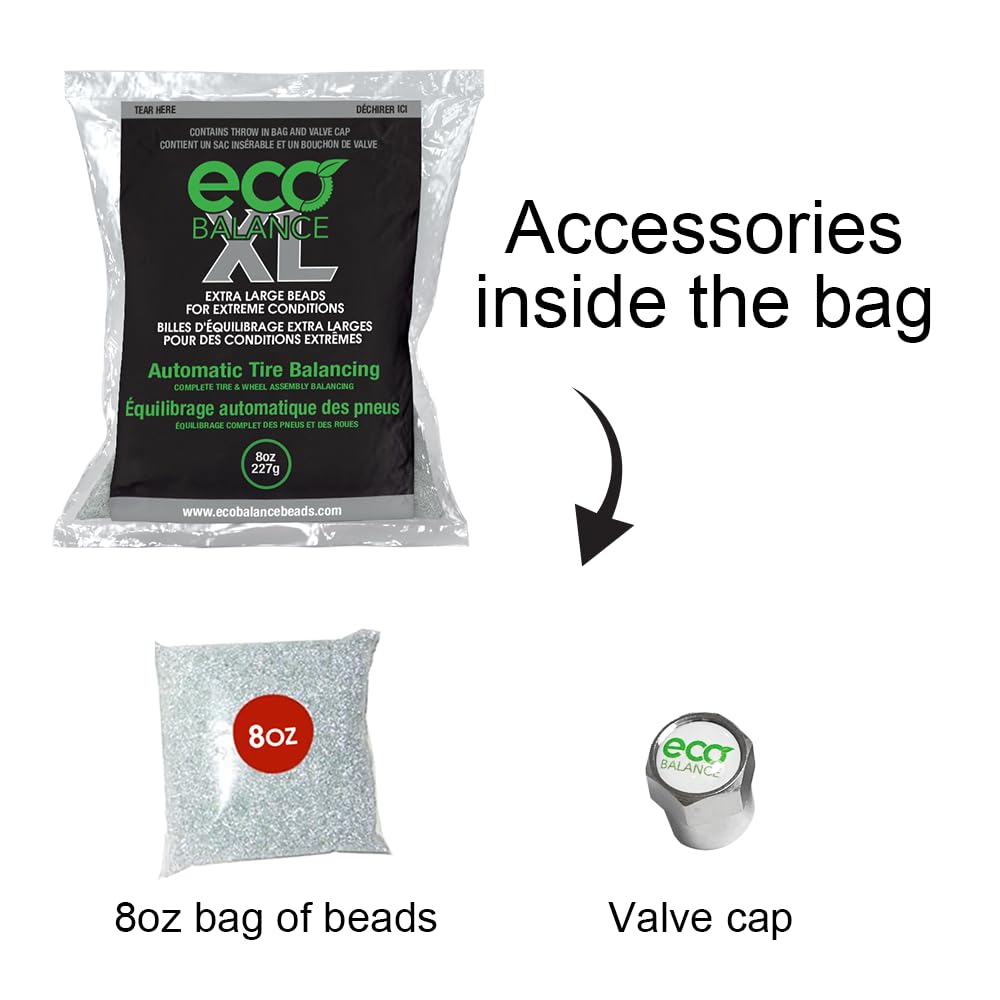 08-ECOXL12 Eco XL Extreme Condition - Perline per bilanciamento Pneumatico/Ruote – Veicoli Fuoristrada, Pneumatici Leggeri per Camion, (12) 226,8 g Balance Bead Bag, (12) Tappi valvola