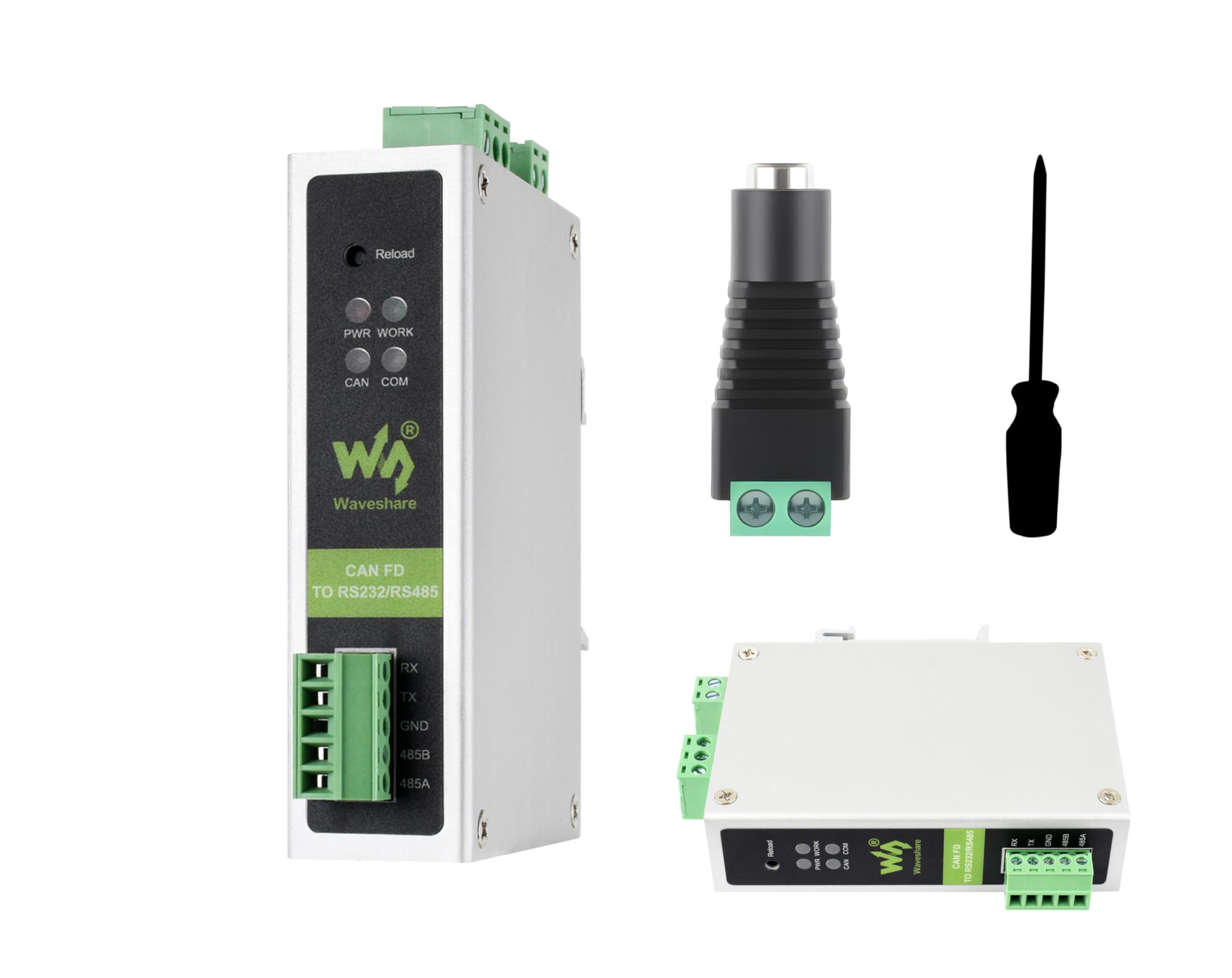 Convertidor industrial CAN FD, CAN FD a RS232/RS485 comunicación de datos bidireccional, soporta 5 modos de conversión de datos y protocolos CAN 2.0A/2.0B, soporte de montaje en riel