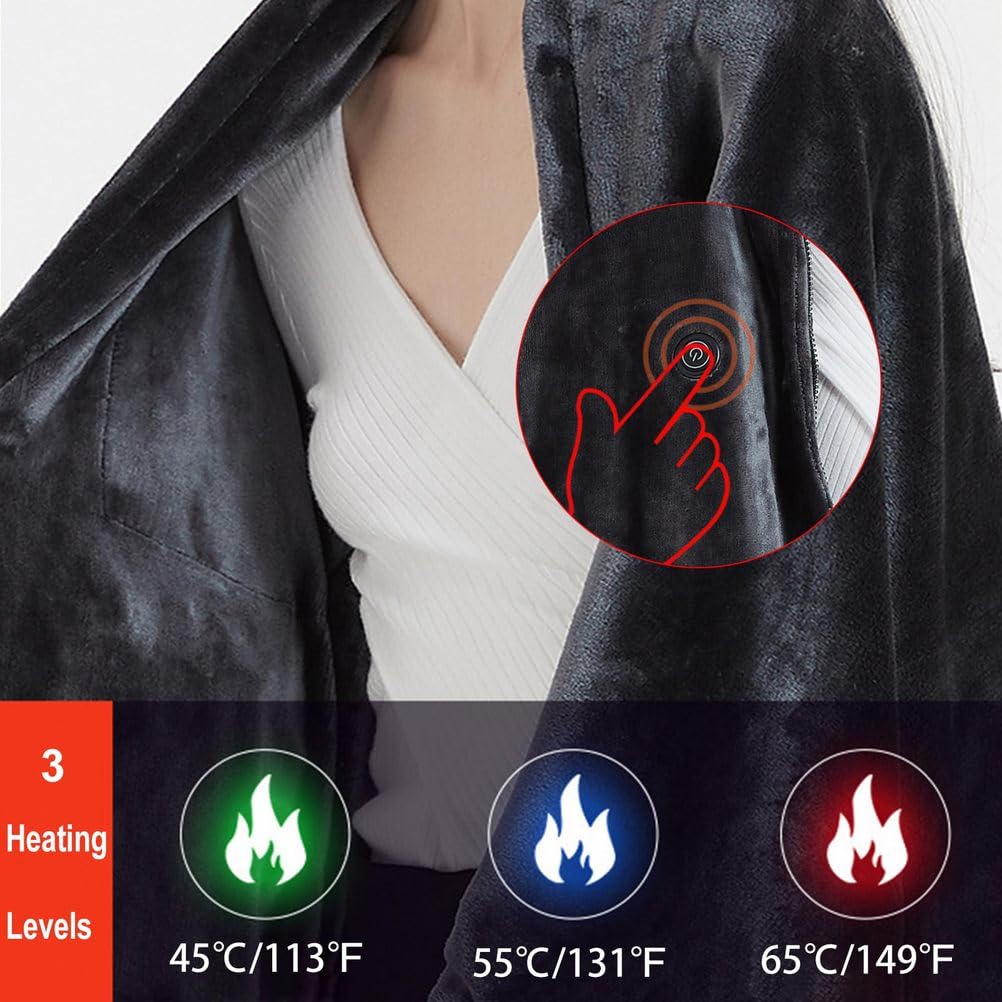 AVSMGP Manta Térmica USB Portátil Almohadilla Térmica Eléctrica con 3 Niveles De Calor Y 8 Zonas Manta De Franela Suave Lavable A Máquina para Oficina, Hogar, Camping, Viajes