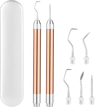 2pcs LED Weeding Tools for Vinyl with 5 Kinds of Hooks, Craft Weeding Tools for Vinyl with Light, Pin Pen Weeding Tool Set for Silhouettes Cutting DIY Crafting, with Storage Case, No Battery