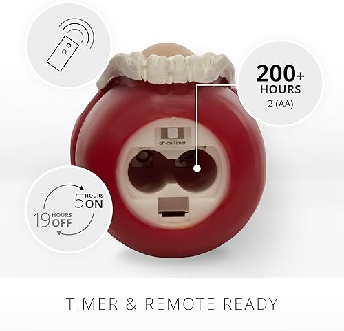 Miniatura 4 de Luminara Vela sin llama, figura de gnomo de 2.8 x 8 pulgadas, acabado liso, cera real, sin perfume, decoración de invierno y Navidad (borgoña)