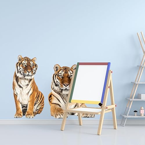 Miniatura 6 de ELANE 2 hojas de decoración de pared de tigre, calcomanías de pared de tigre para niños, bebé, dormitorio, baño, sala de estar, decoración de pared