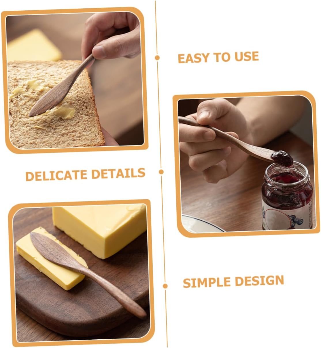 4pcs Natural Butter Spreaders for Easy Spreading and Wear-resistant for Jams Cheese and Fruits for Home Restaurants and Entertaining