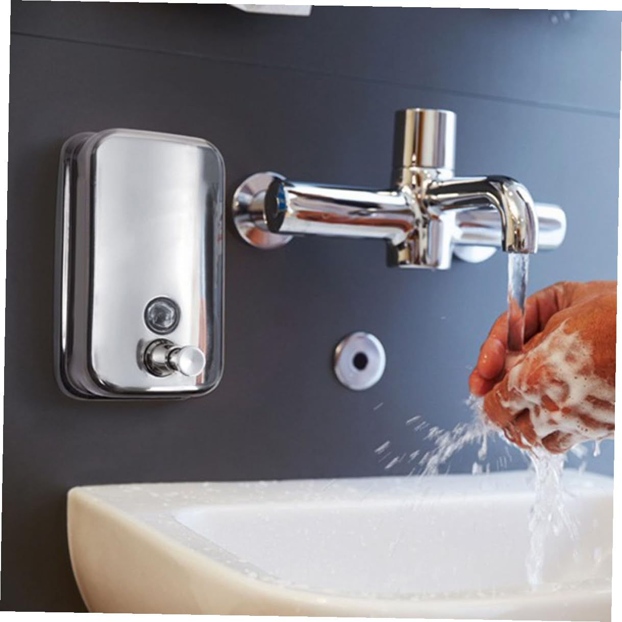 Baluue Dispensador de Jabón Líquido para Ducha de Acero Inoxidable 1000ml, Recargable y Diseño Montado en Pared, Adecuado para Hotel y Baño Público