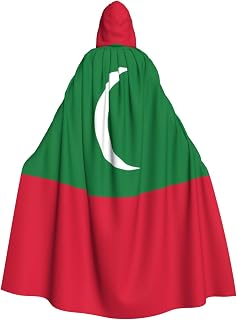 Flag of Maldives Prints Hooded Cloak for Halloween, Role-playing, and Costume Parties - Comfortable and Durable