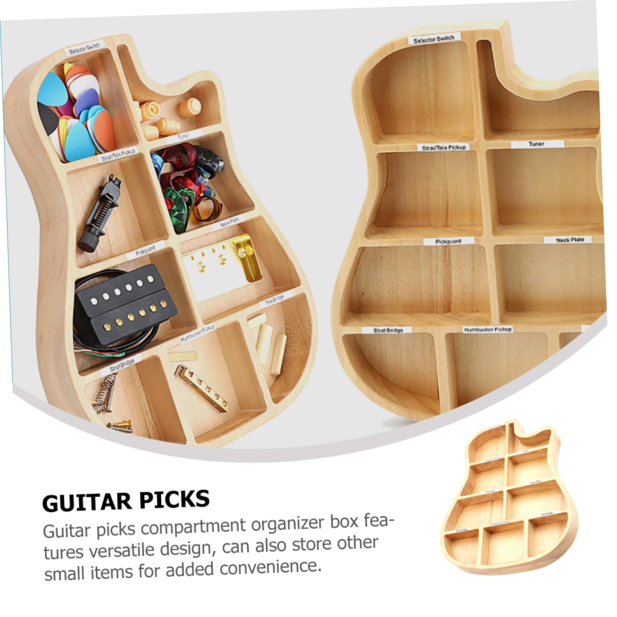 Toddmomy Étui pour Médiators de Guitare L830 en Bois, Boîte Compartimentée