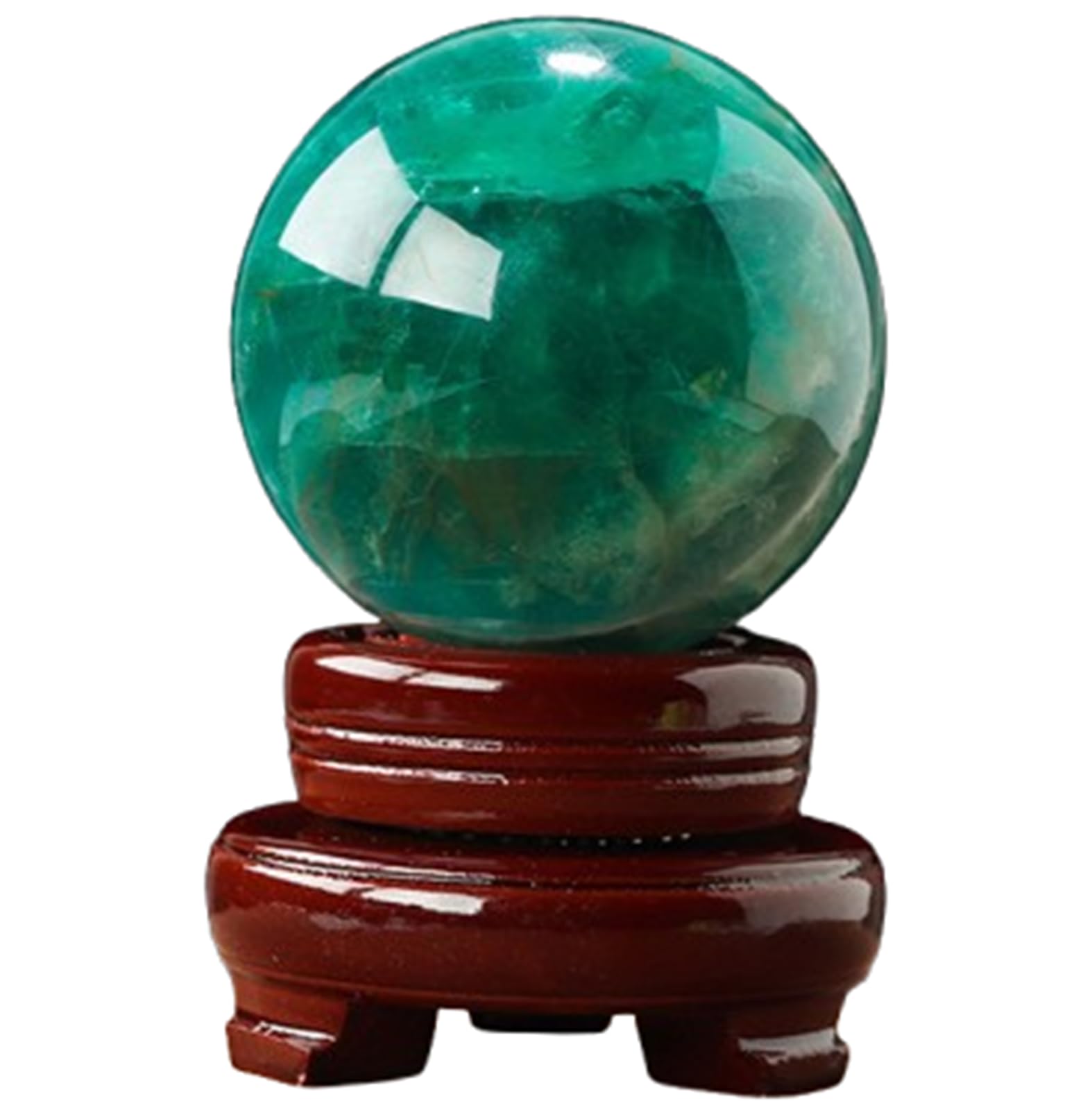 LTRAJUYNH Green Fluorite Ball Crystal with Stand Decorative Stone Sphere Divination Witchcraft Gifts Spiritual Room Decor,9cm/3.5in