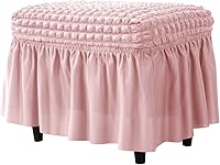 Vista 14 de SZJIAHTM Funda otomana elástica de celosía, funda elástica suave con falda, reposapiés rectangular de poliéster, protector de muebles moderno