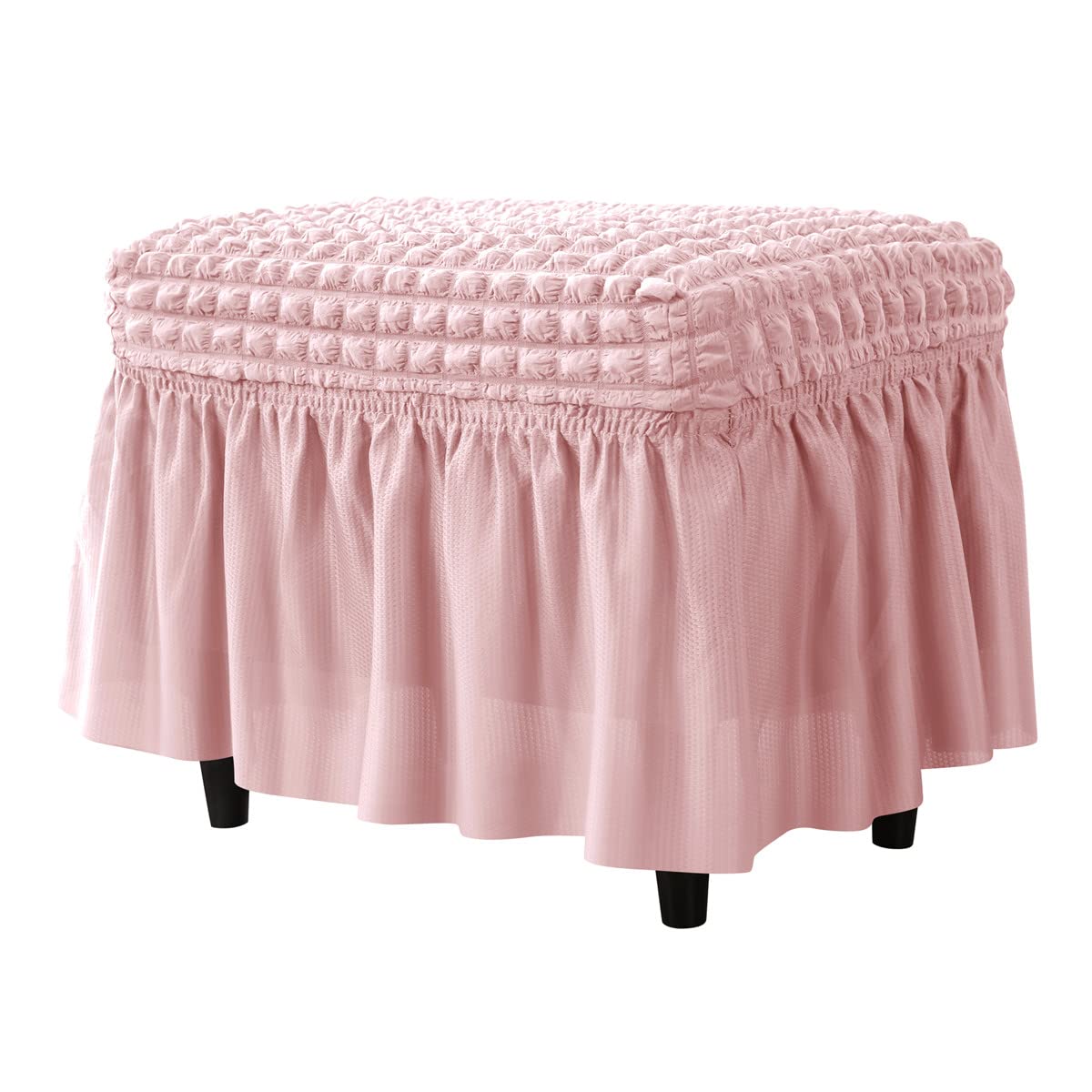 Housse de pouf rectangulaire extensible en maille gaufrée avec jupe
