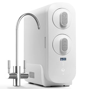 RO Reverse Osmosis Water Filtration System, Countertop or Under Sink Tankless Purifier, 1.51 Drain Ratio, 600 GPD, TDS Reduction, Faucet Included