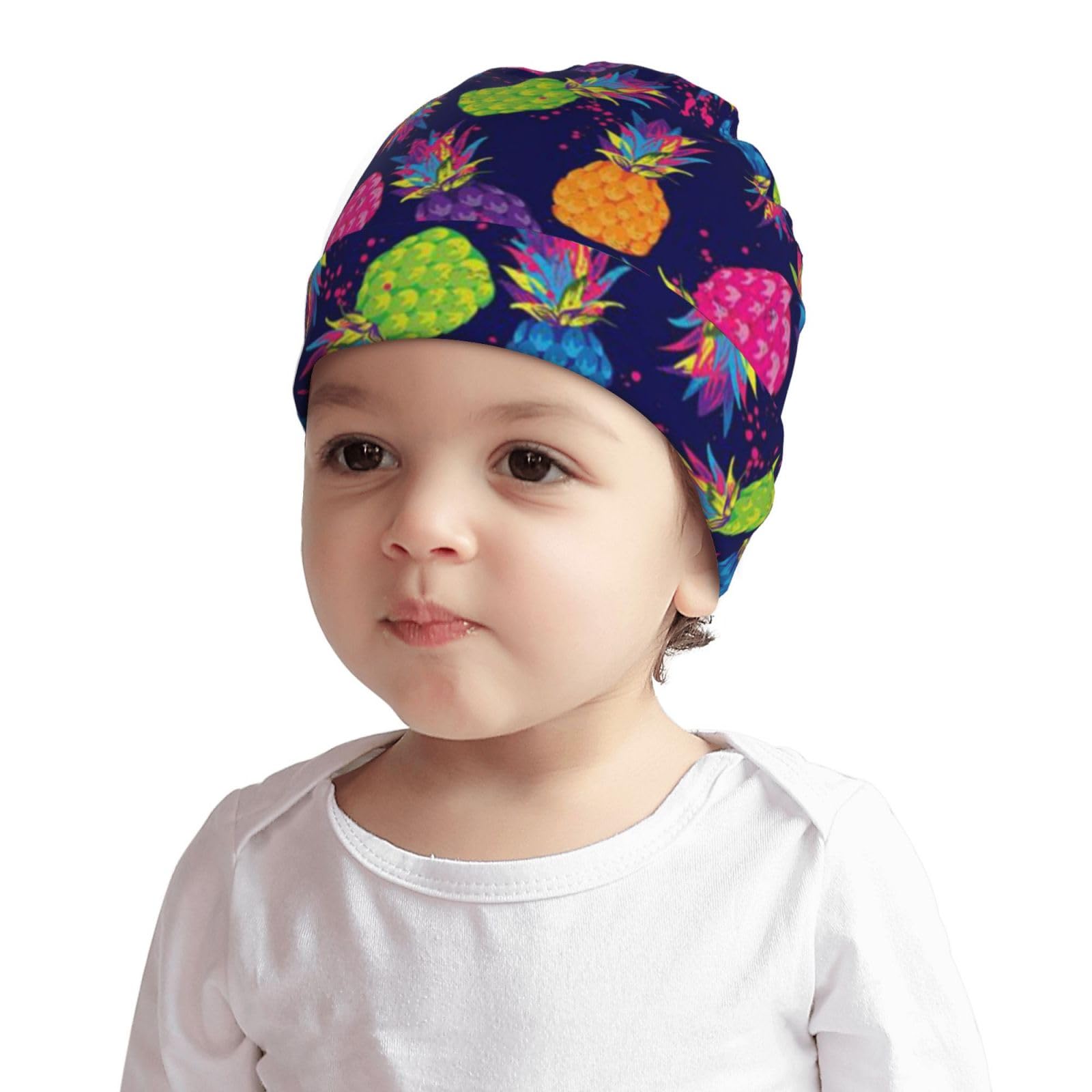 Rqzwdq Neon Pineapple Kids Beanie Hats Warm Knit Beanie Cap Skull Caps Gifts Decor for Boys Girls