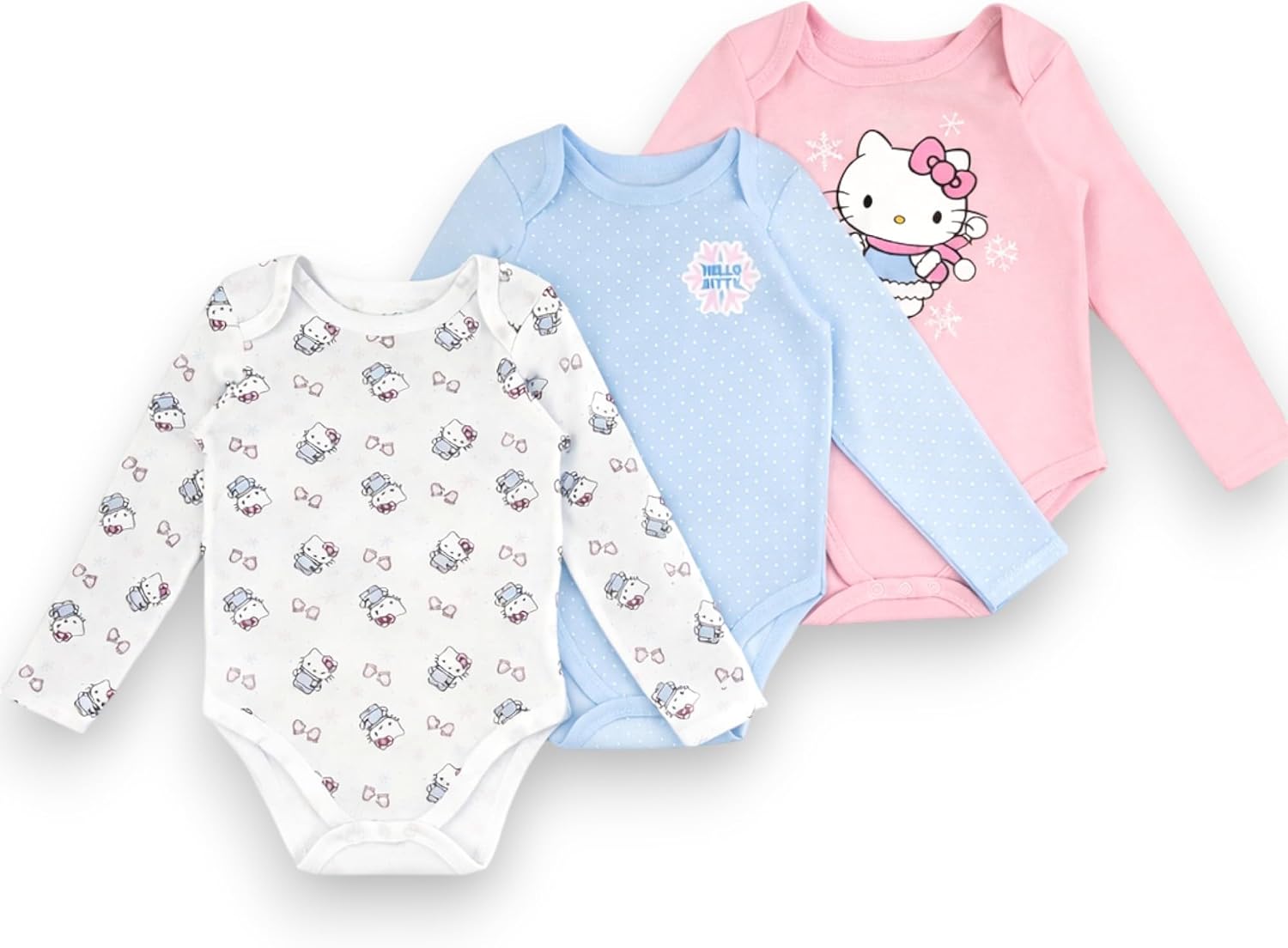Hello Kitty Baby Girls’ 3-Pack Bodysuit – Infant Cotton Onesies Clothing Set