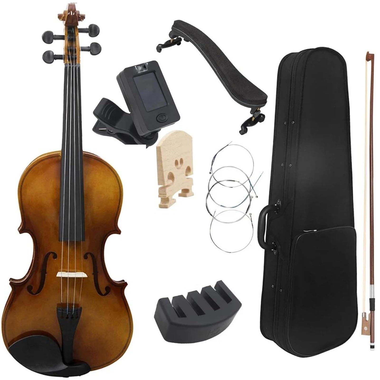Violino Violino Acustico Vintage In Tiglio 4/4 | Strumento professionale in ABS + legno massello con custodia(Violin set)