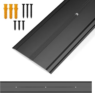 Orechic 36x4" Black Aluminum Floor Transition Strip - 0.1" Flat Door Threshold for Carpet, Vinyl, Tile, Wood Flooring Gaps