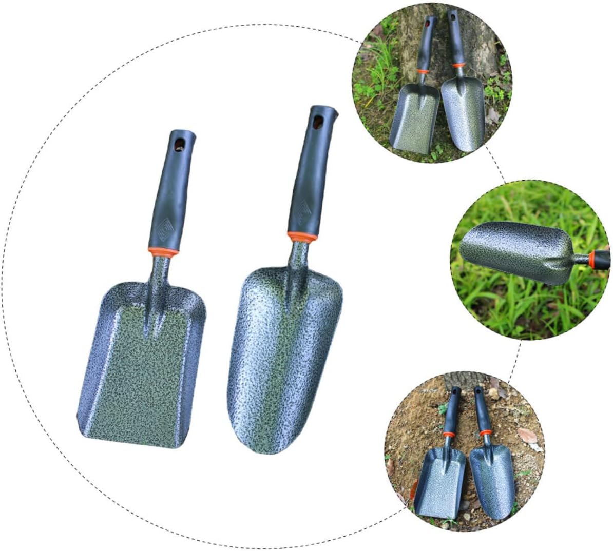 2pcs Iron Garden Shovel Thick Soil Loosening Tools for Balcony and Garden Planting Lightweight Comfortable Grip for Transplanting and Weeding