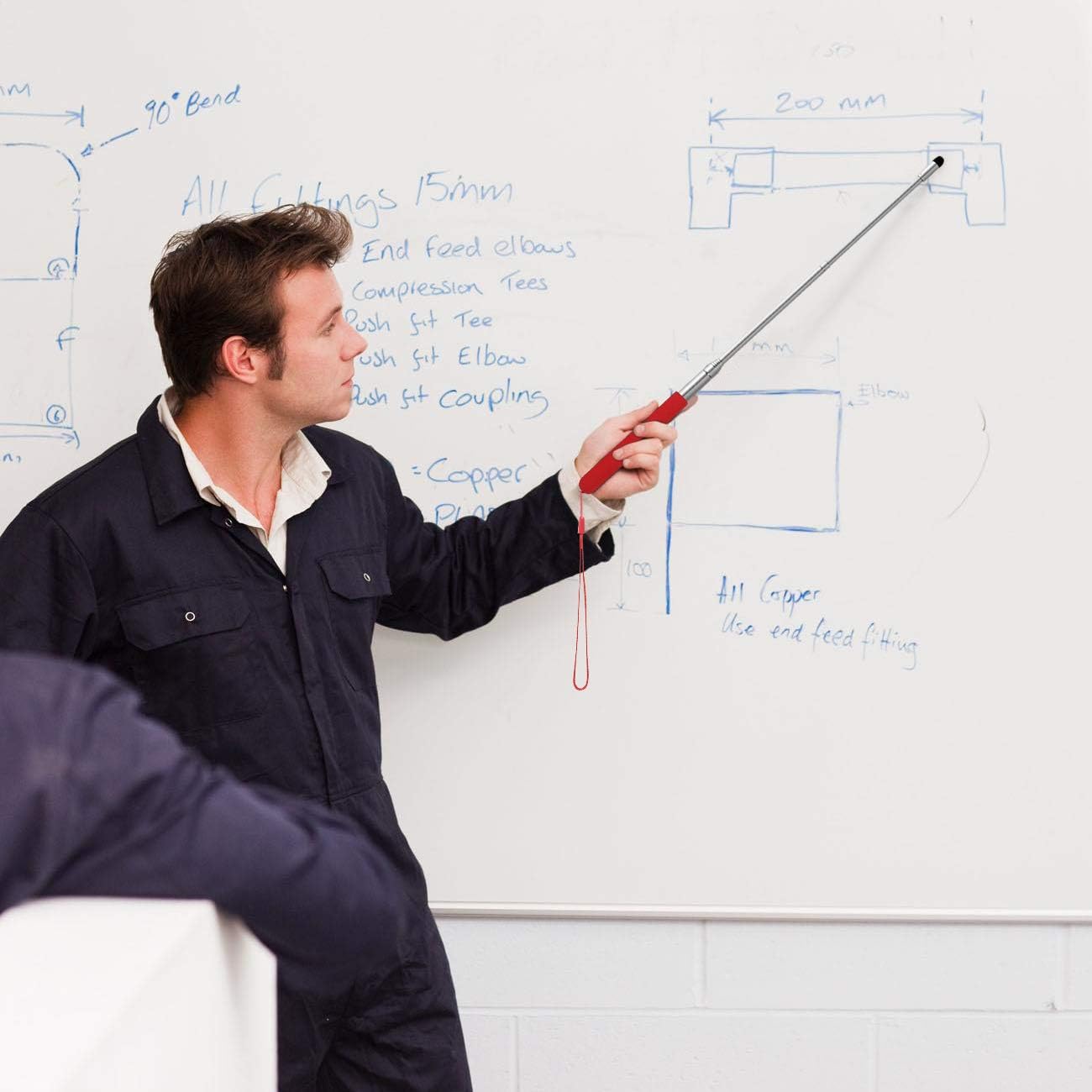 Teachers Pointer Stick, Telescopic Teaching Pointer, Retractable Classroom Whiteboard Pointer Extendable for Teachers, Guides, Coach with A Lanyard & Felt Head, Extends to 39.4'' : Office Products