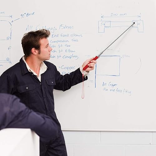 Miniatura 8 de Teachers - Puntero telescópico, paquete de 2 punteros telescópicos, puntero retráctil extensible para pizarra blanca con cordón (negro)