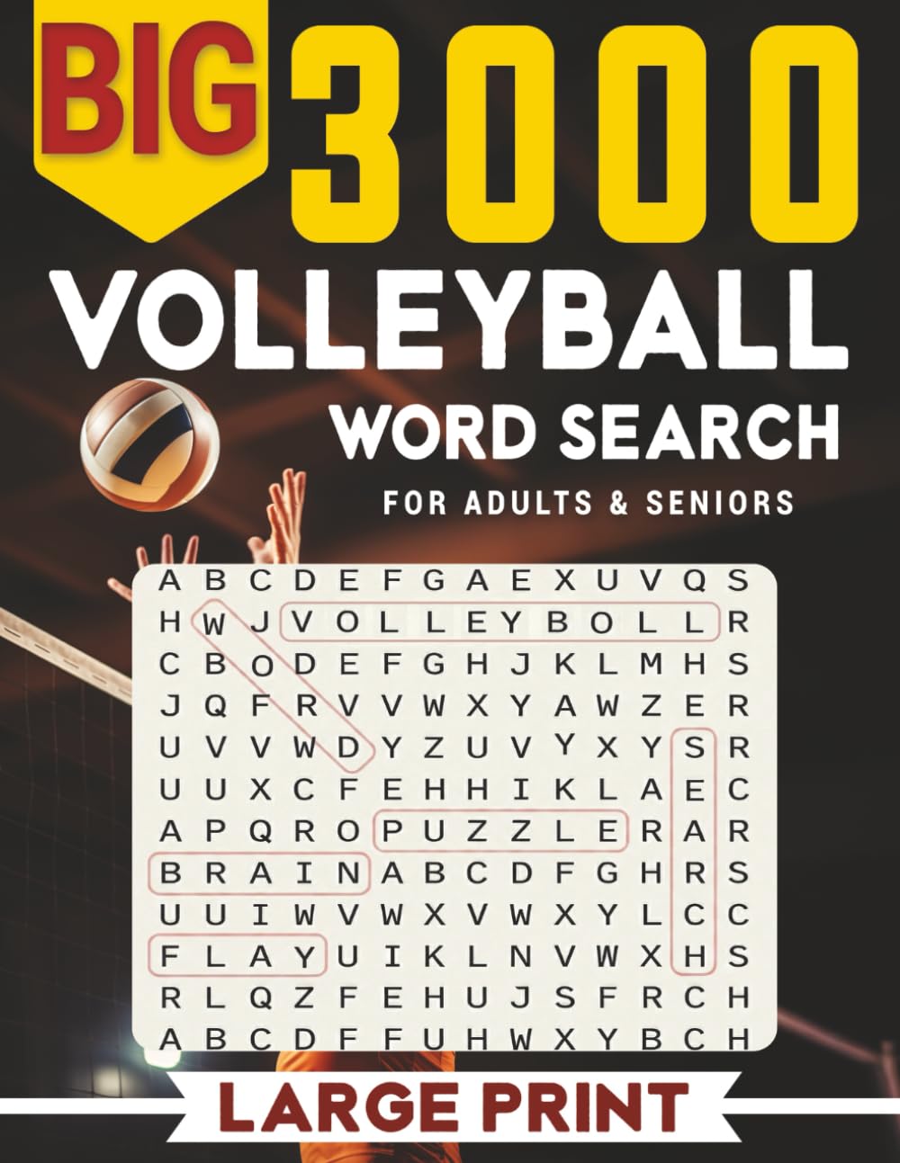 3000 VOLLEYBALL WORD SEARCH FOR ADULTS & SENIORS: Large Print Word Find · Easy-to-Read 8.5×11 · Volleyball & Beach Themes with Solutions