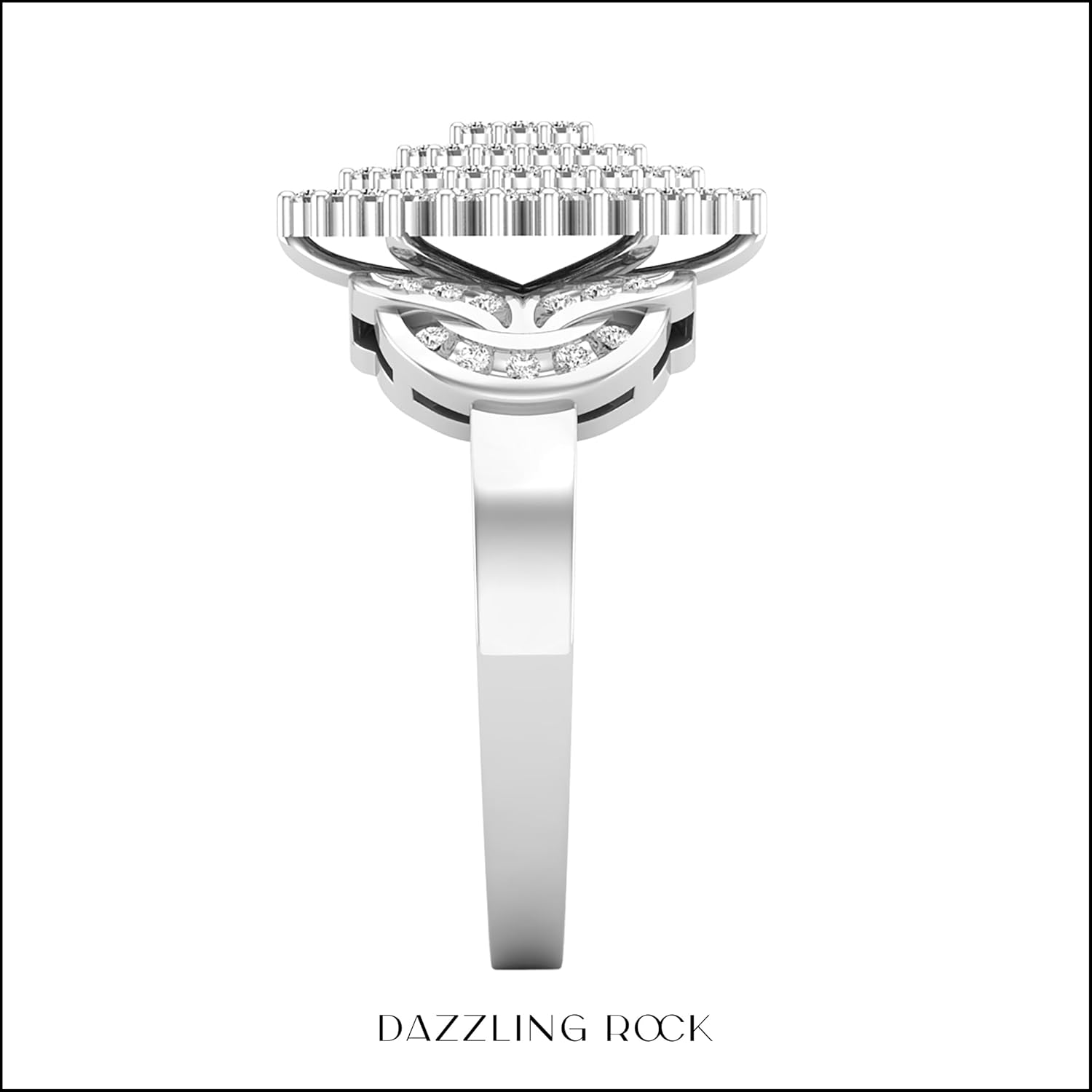 Dazzlingrock Collection 0.50 Ctw Round White Natural Diamond Cluster Right Hand Ring for Women in Real Solid Gold & 925 Sterling Silver