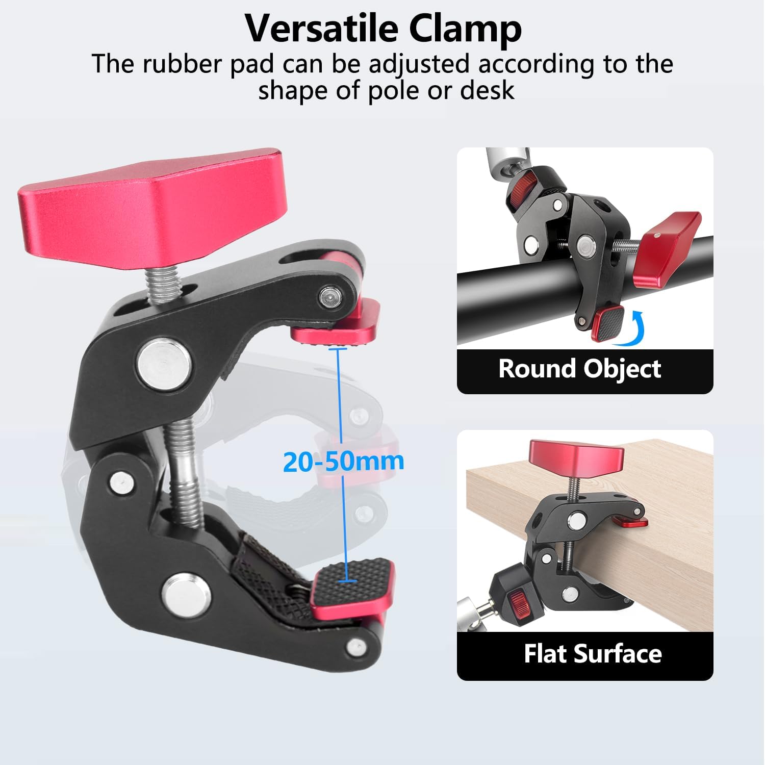 HEMMOTOP 11in Magic Arm Camera Mount Clamp, Max. Payload 5.5 LBS Articulating Arm with Anti-Twist Pins, Rotatable Pads, Adjustable Friction Arm for Monitor, LED Light, Camera Video Rig MS02