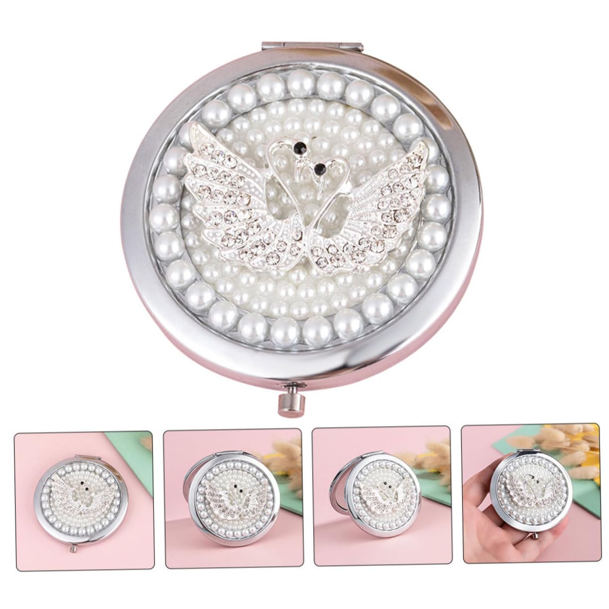 Housoutil 3stücke Doppelseitiger Tragbarer Makeup Spiegel Faltbarer Eleganter Kosmetikspiegel Für Reisen Handspiegel Für Make-up Und Pflege Für Besondere Anlässe Und Unterwegs